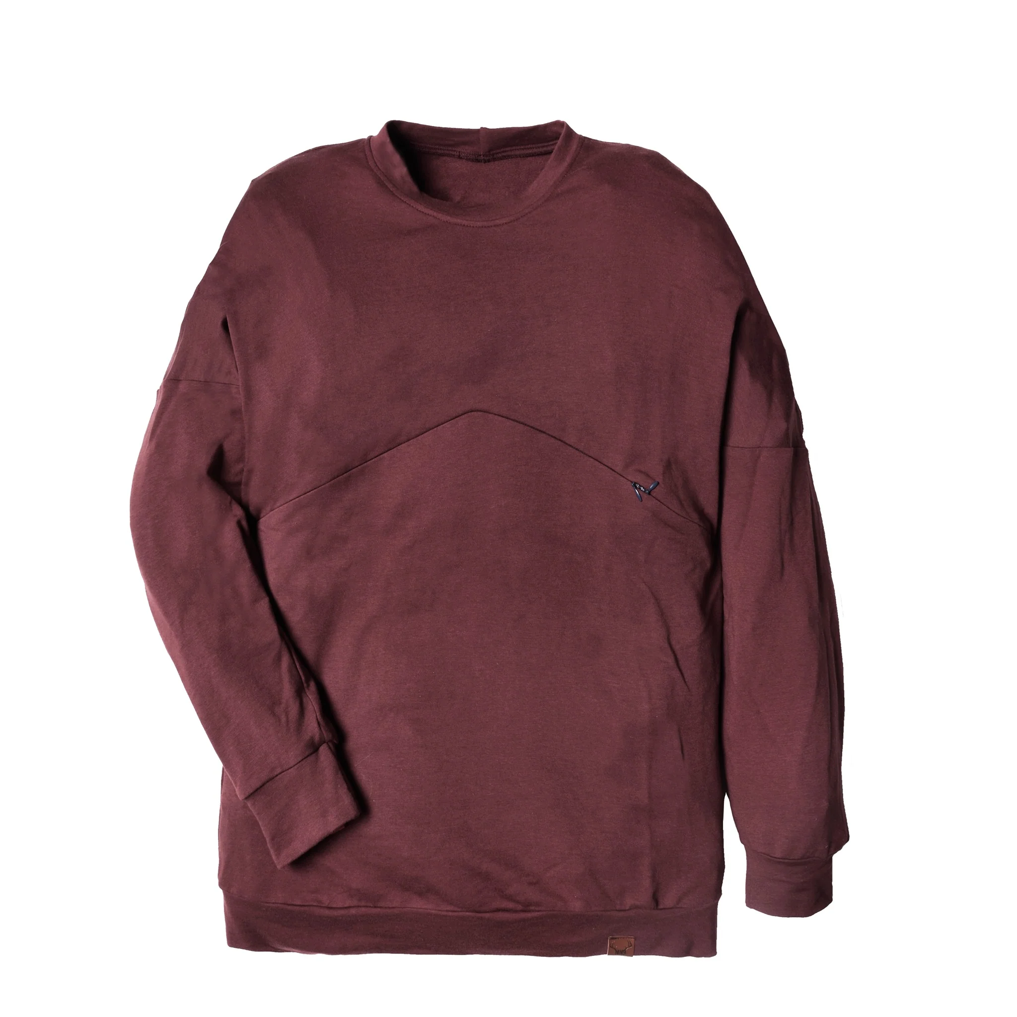 Sweater de maternité et allaitement BOURGOGNE en bambou coupe ample (XXL uniquement) – Image 2