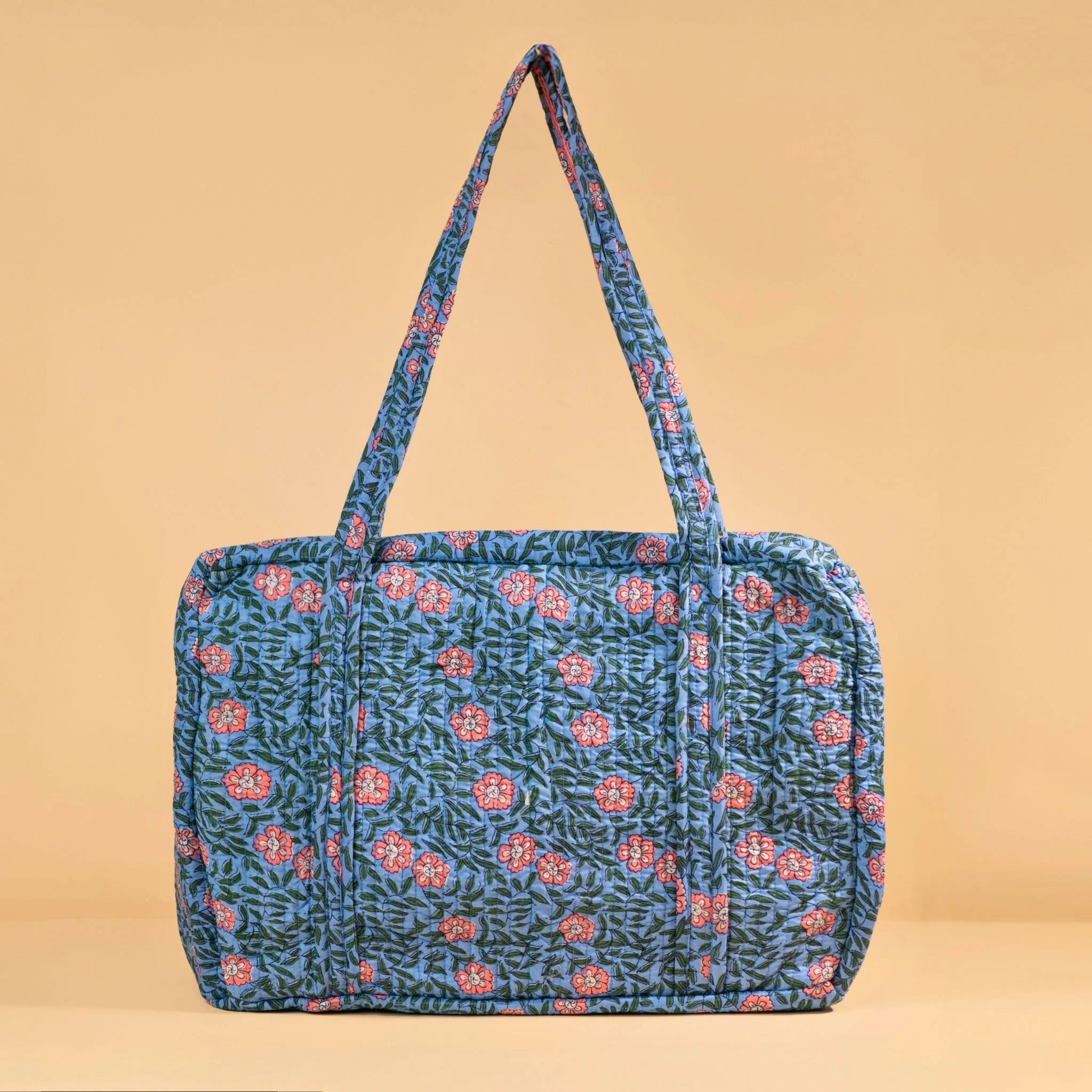 Sac Week-end ou à langer bleu doux floral – Image 3