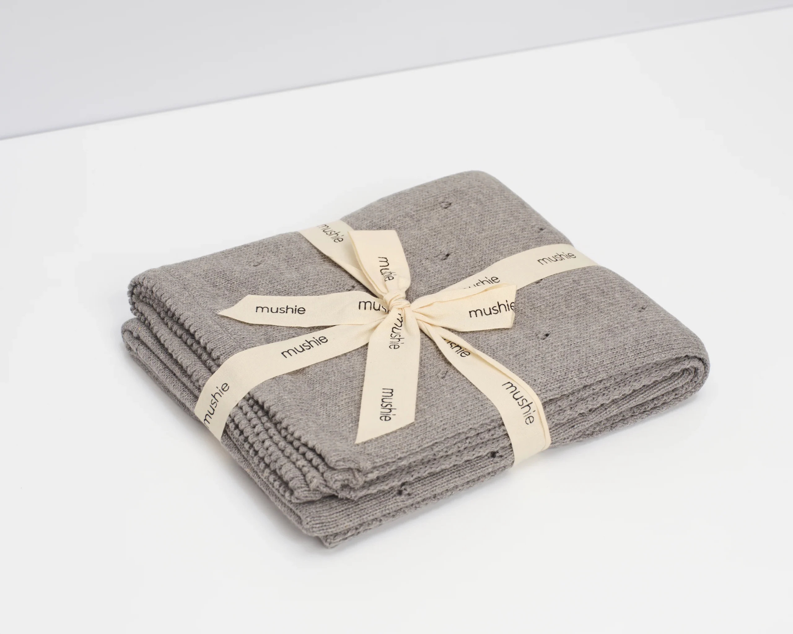 Couverture en tricot Pointelle Gris chiné