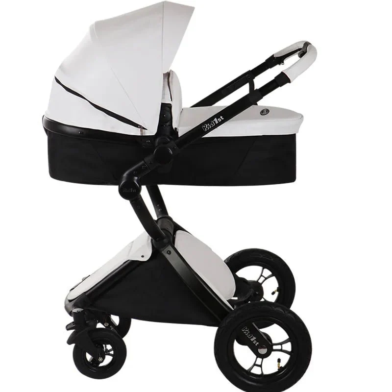 Poussette Bébé Luxe – Haute Position – Pliable – Similicuir™ – Image 5