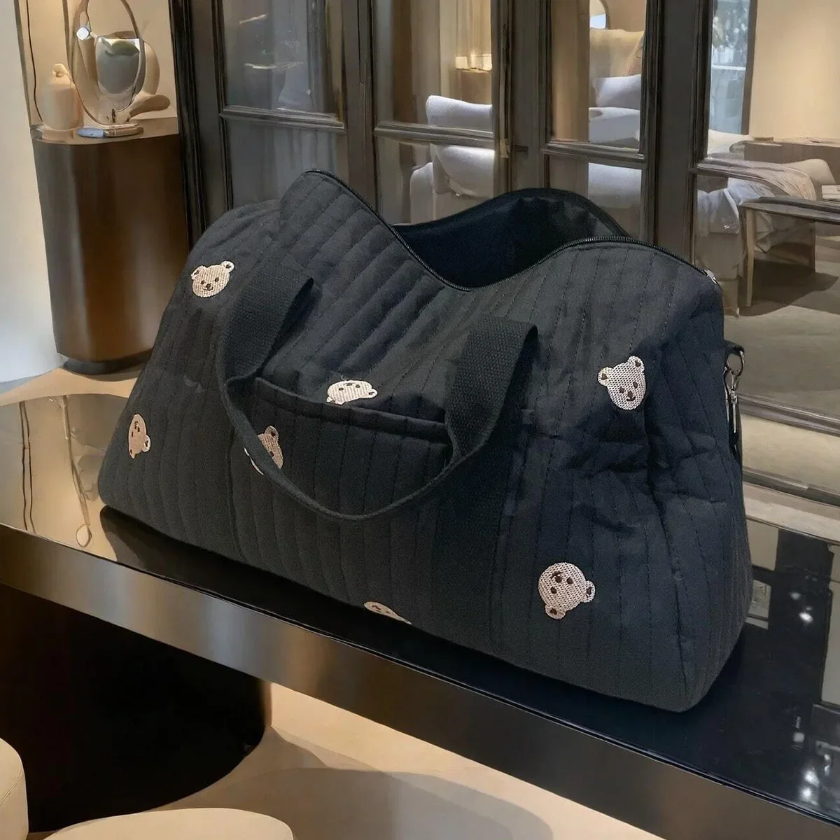 Sac Maternite Fourre-tout Voyage Imprimé Coton – Image 5