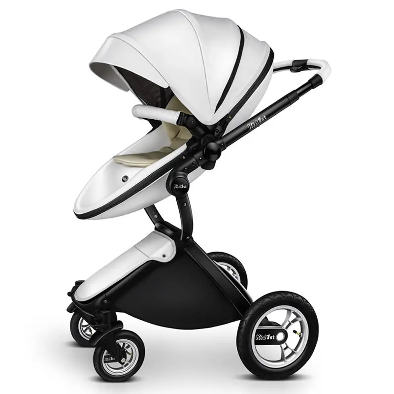 Poussette Bébé Luxe – Haute Position – Pliable – Similicuir™