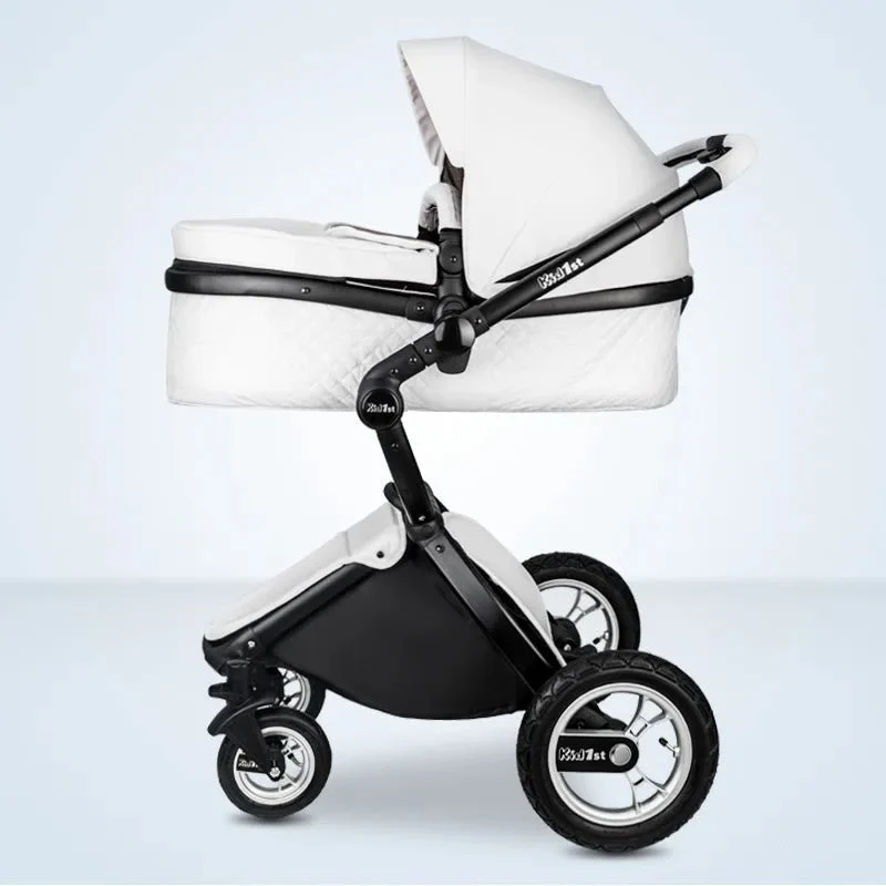 Poussette Bébé Luxe – Haute Position – Pliable – Similicuir™ – Image 4