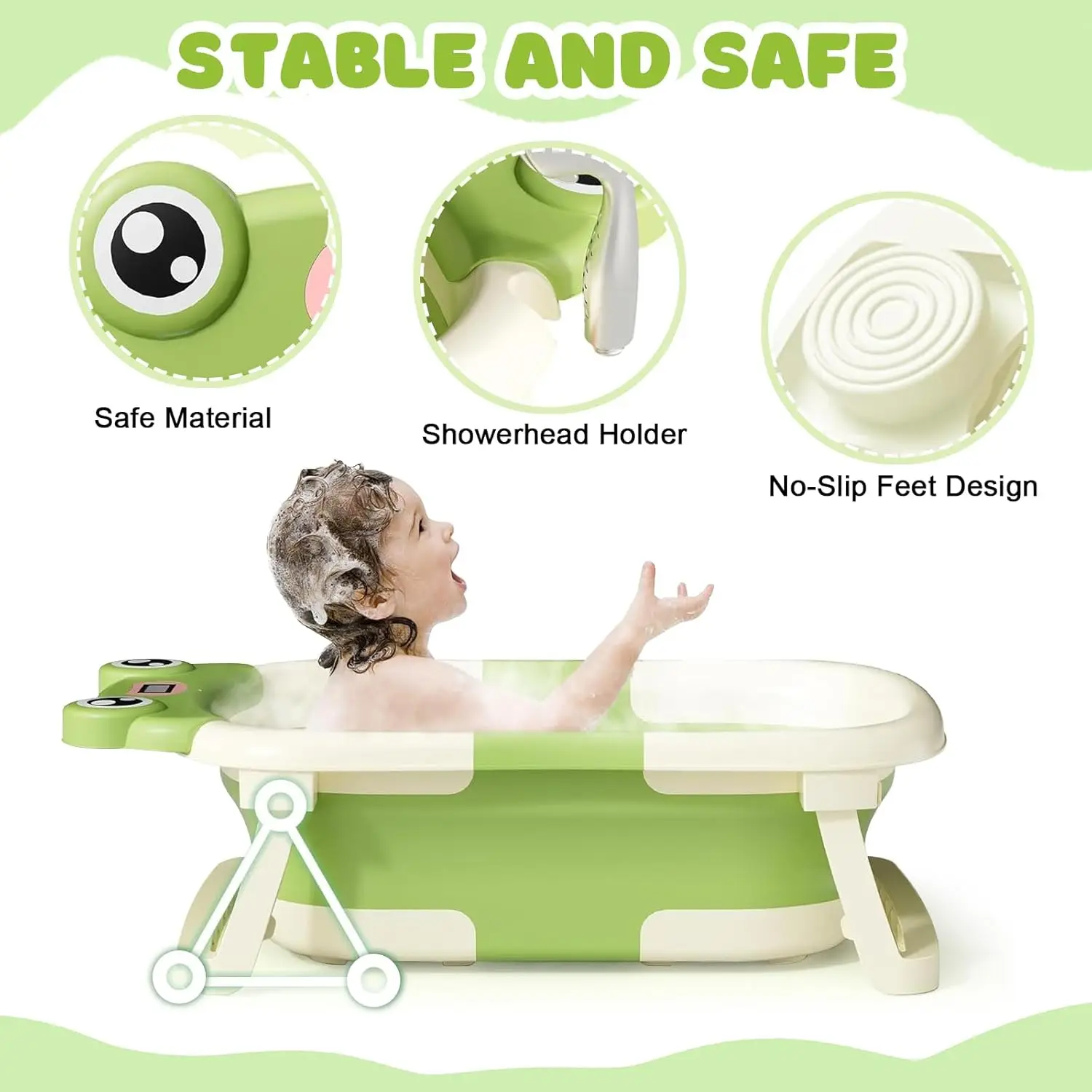 Baignoire Bébé Pliable avec Coussin et Indicateur de Température™ – Image 2