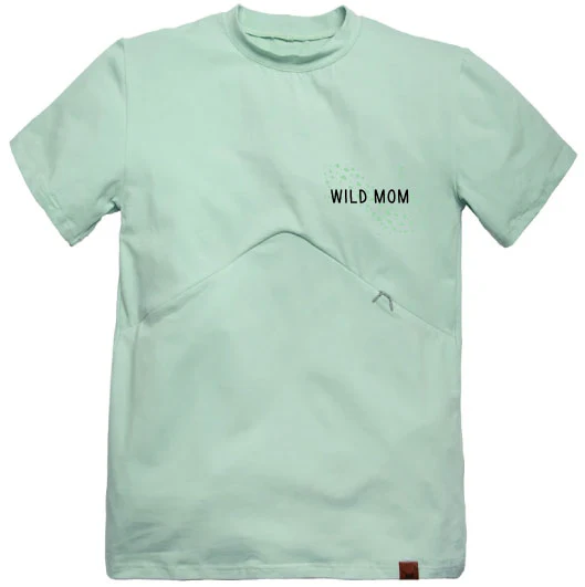 T-shirt de maternité et d'allaitement MENTHE IMPRIMÉ Wild Mom en coton biologique 3 en 1, coupe ample – Image 8