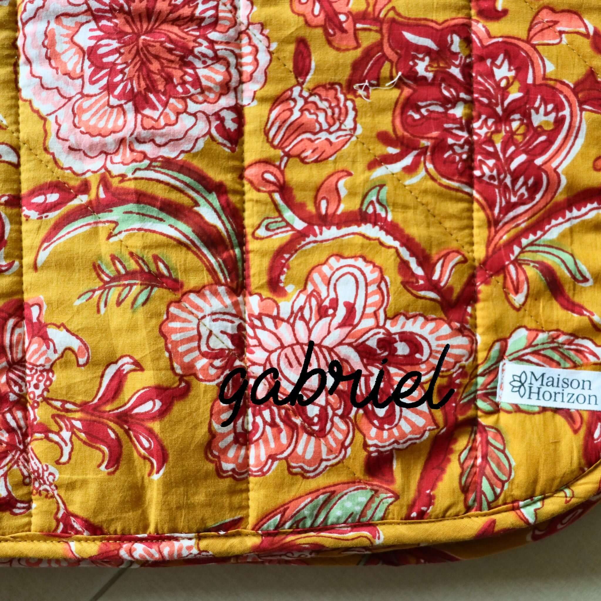 Couverture bébé ou plaid Nur Floral Moutarde – Image 2