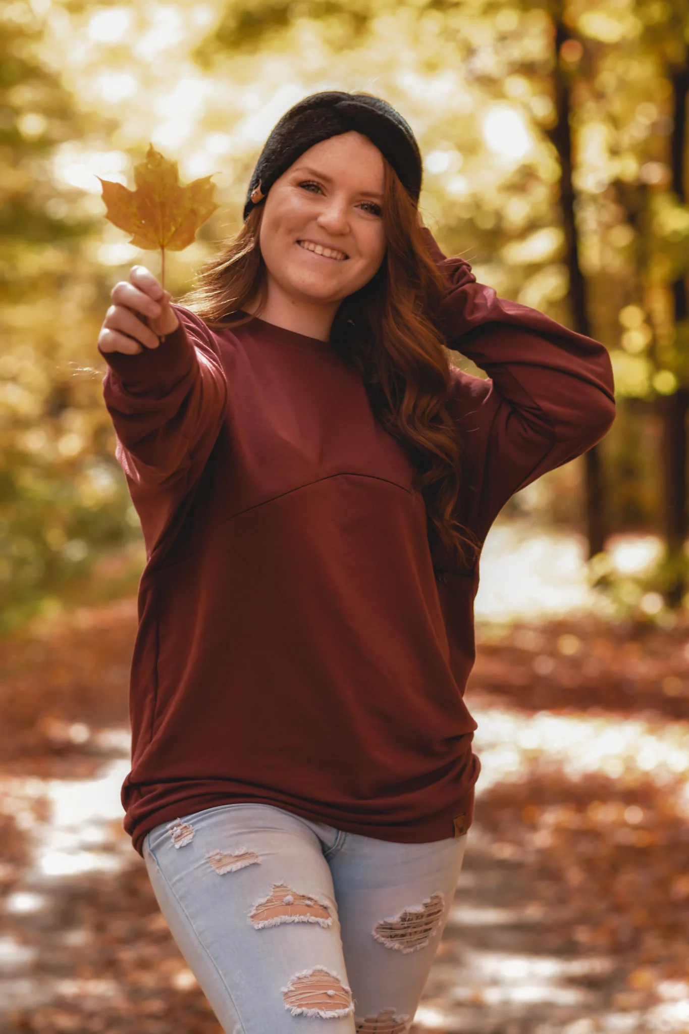 Sweater de maternité et allaitement BOURGOGNE en bambou coupe ample (XXL uniquement) – Image 3